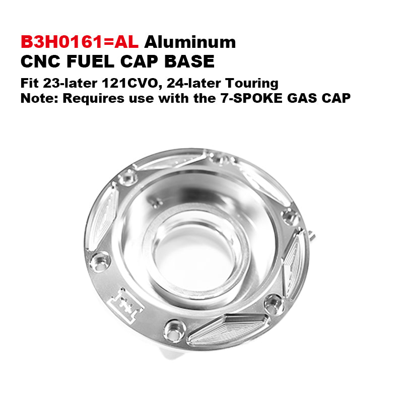 Black3 Aluminum Alloy 7-Spoke Gas Cap CNC Fuel Cap Base for H-D Touring Softail XL Sportster Dyna Motorcycle 121CVOST