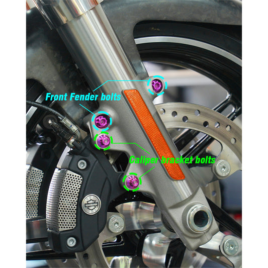 Chiefdom Brake Caliper Bracket and Front Fender Titanium Alloy Bolts for H-D Touring Softail XL Sportster Motorcycle