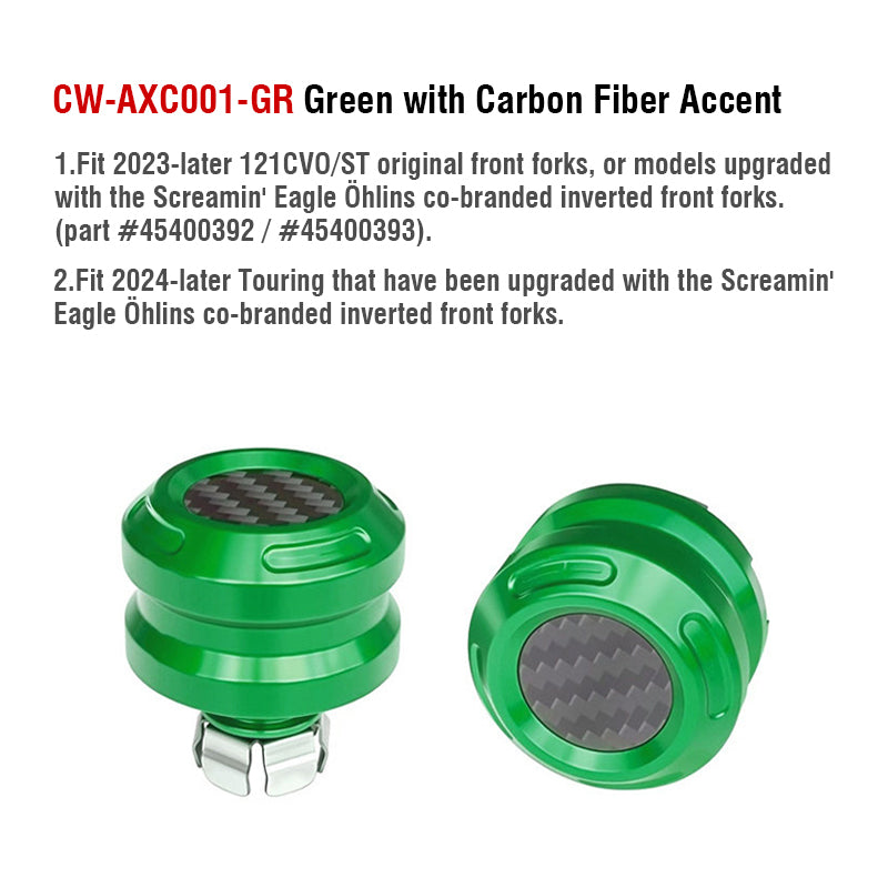 Front Axle Nut Covers with Carbon Fiber Accent for H-D 23.5-later Touring 121CVO/ST Motorcycle Retrofit/upgrade