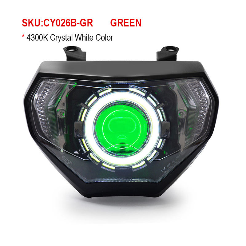 LED Dual Angel Eye Headlight Assembly YamahaFZ09 MT09 2014-2016 Motorcycle Led Headlamp White Blue 36W Aluminum ABS