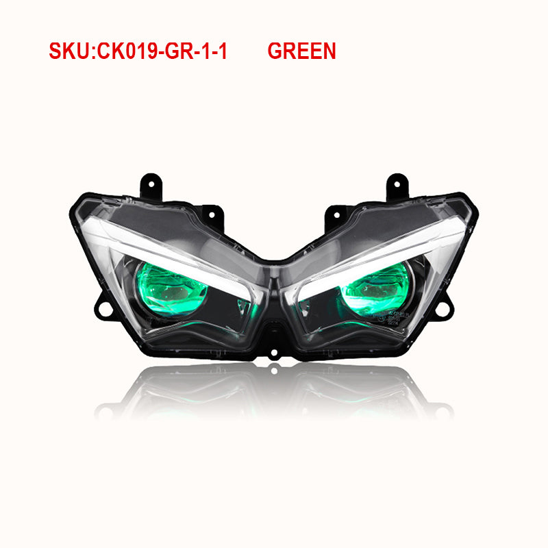 Kawasaki Ninja 400 2018+ Full LED Headlight Assembly New Condition Blue/Green Light ABS Motorcycle LED Headlamp with Clear Lens