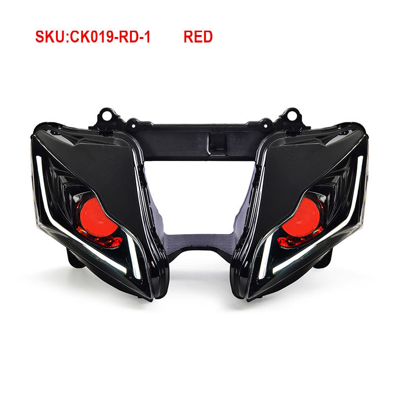 2016-2020 Kawasaki Ninja ZX10R ZX 10R Full LED Front Headlight Assembly Optical Fiber Blue DRL Headlamp for Motorcycles US Stock