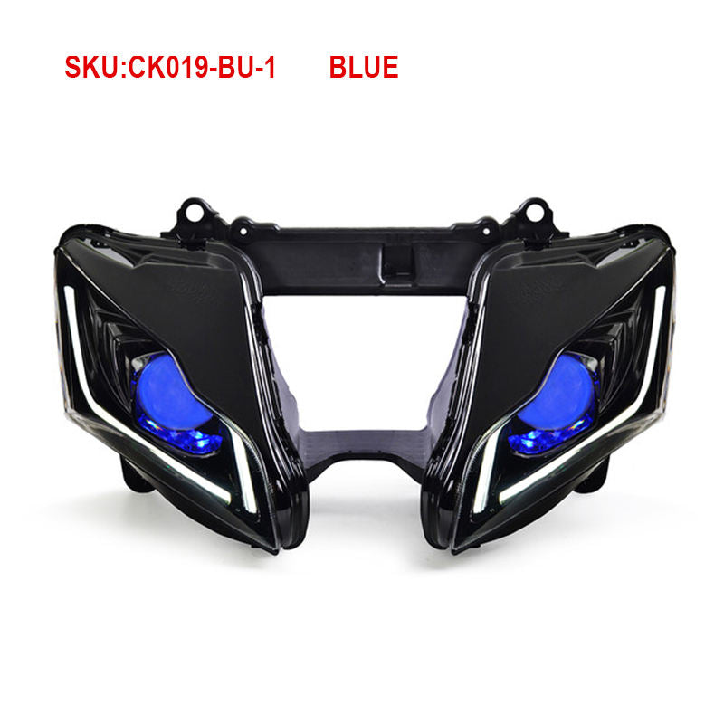 2016-2020 Kawasaki Ninja ZX10R ZX 10R Full LED Front Headlight Assembly Optical Fiber Blue DRL Headlamp for Motorcycles US Stock