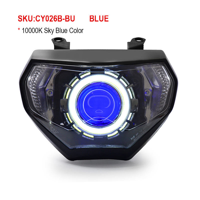 LED Dual Angel Eye Headlight Assembly YamahaFZ09 MT09 2014-2016 Motorcycle Led Headlamp White Blue 36W Aluminum ABS