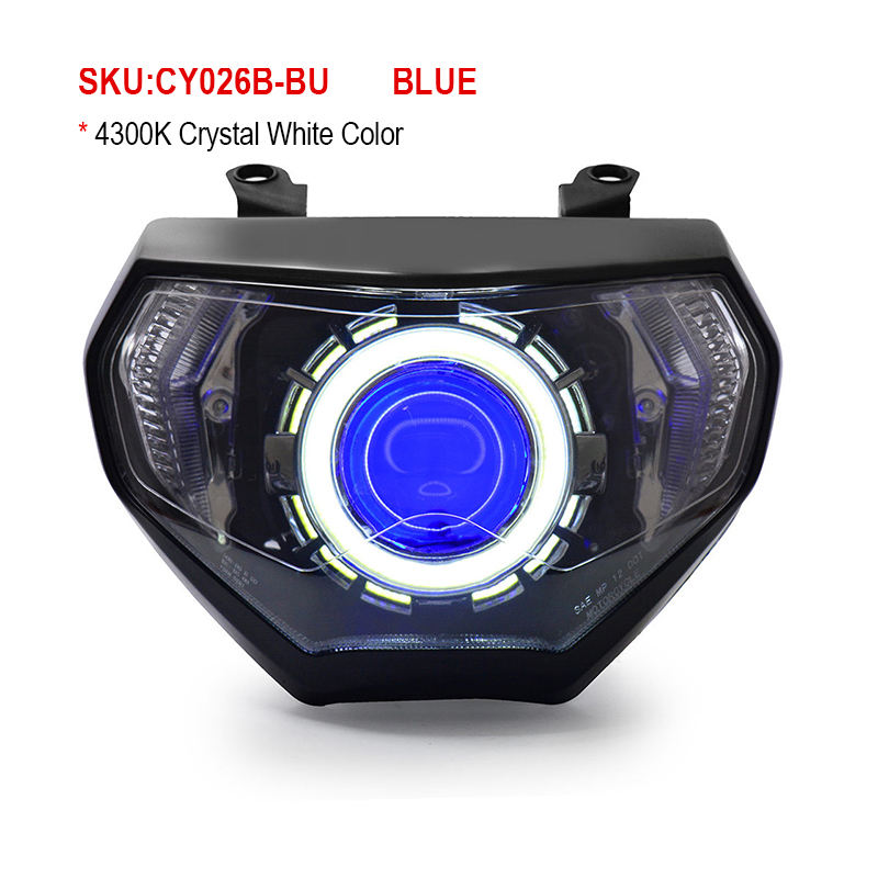 LED Dual Angel Eye Headlight Assembly YamahaFZ09 MT09 2014-2016 Motorcycle Led Headlamp White Blue 36W Aluminum ABS