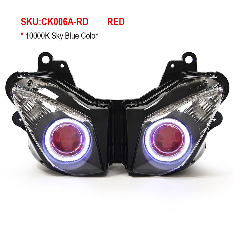 Kawasaki Ninja ZX6R 2009-2012 LED Angel Eye Headlight Assembly 12V Dual Low/High Beam 6000k Color Easy Installation Motorcycles