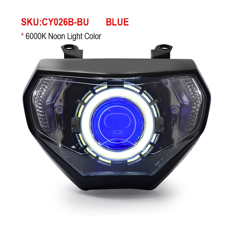 LED Dual Angel Eye Headlight Assembly YamahaFZ09 MT09 2014-2016 Motorcycle Led Headlamp White Blue 36W Aluminum ABS