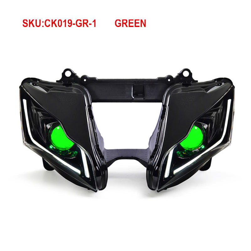 2016-2020 Kawasaki Ninja ZX10R ZX 10R Full LED Front Headlight Assembly Optical Fiber Blue DRL Headlamp for Motorcycles US Stock