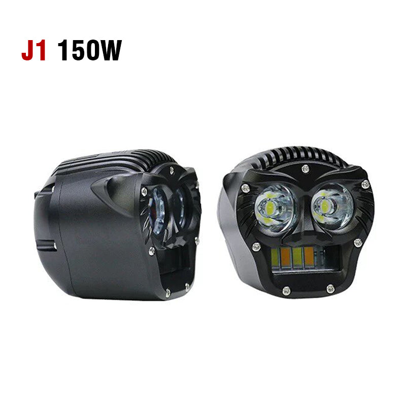 Super Bright Motorcycle LED Spotlight IPX8 Waterproof White/Yellow Dual Color with High/Low Beam & Strobe for Off-Road R1250GS