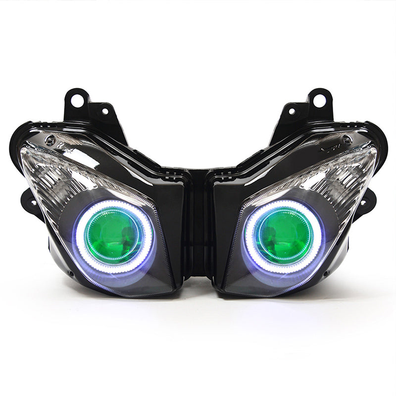 Kawasaki Ninja ZX6R 2009-2012 LED Angel Eye Headlight Assembly 12V Dual Low/High Beam 6000k Color Easy Installation Motorcycles