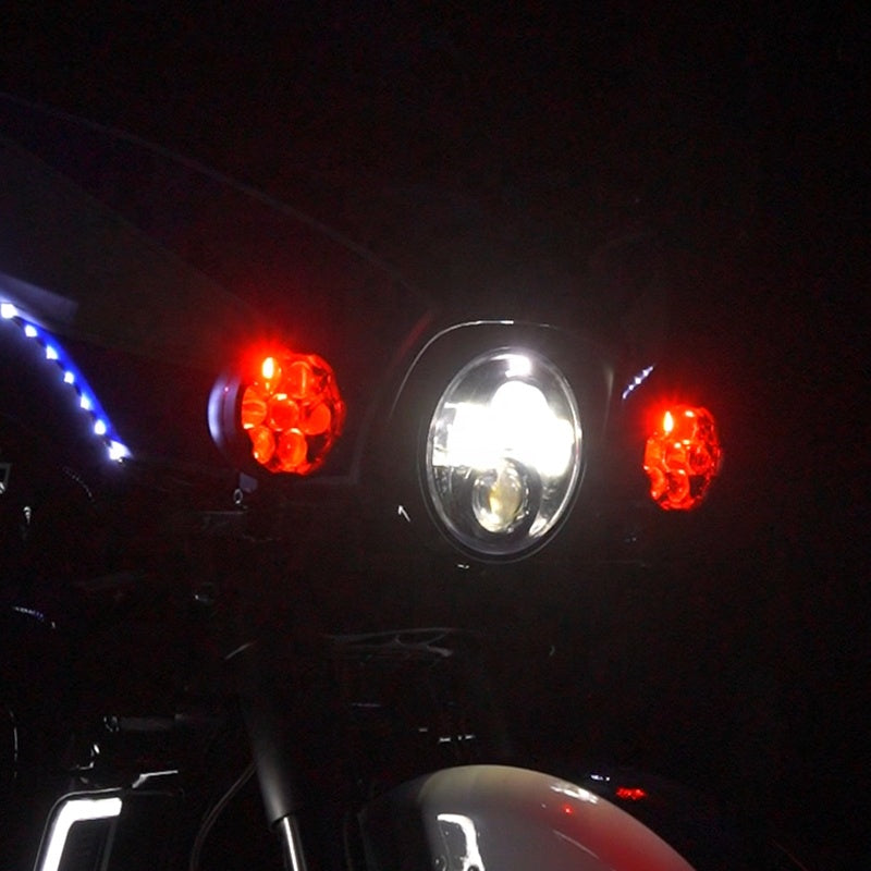 High-Brightness 280W LED Spotlight Kit 6-Color Smart Strobe Light for Street Glide Electra Glide Motorcycle Lighting Systems