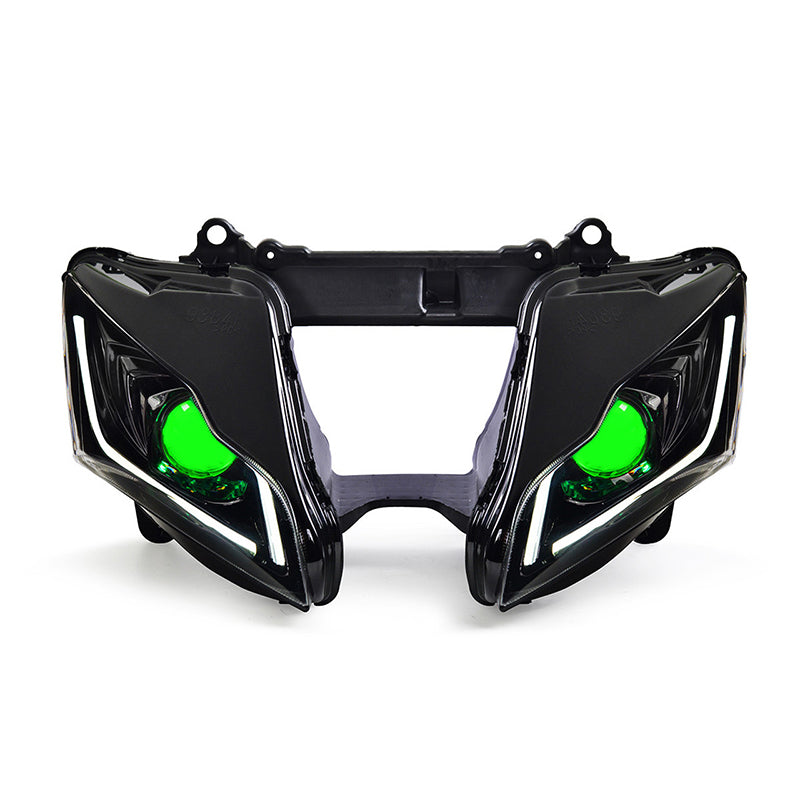 2016-2020 Kawasaki Ninja ZX10R ZX 10R Full LED Front Headlight Assembly Optical Fiber Blue DRL Headlamp for Motorcycles US Stock
