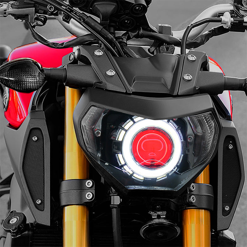 LED Dual Angel Eye Headlight Assembly YamahaFZ09 MT09 2014-2016 Motorcycle Led Headlamp White Blue 36W Aluminum ABS