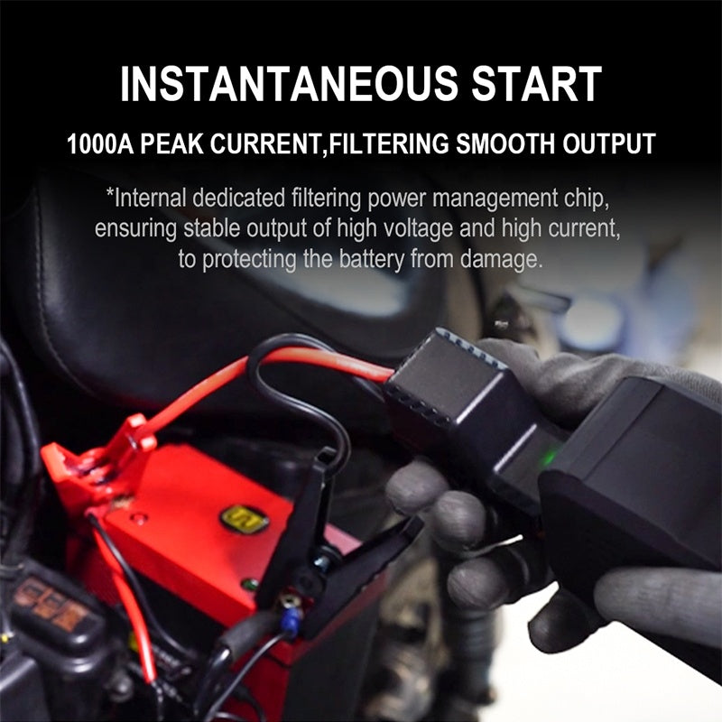 Emergency Jump Starter for Motorcycle/Car Battery Charger with Air Filling Pump Quick Start Power Supply Accessory