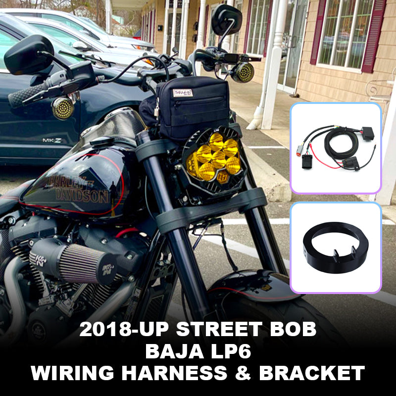 Baja LP6 Headlight Bracket and Soft Light Headlight Wiring Harness for Softail 18-later Street Bob Mounting Bracket Headlamp