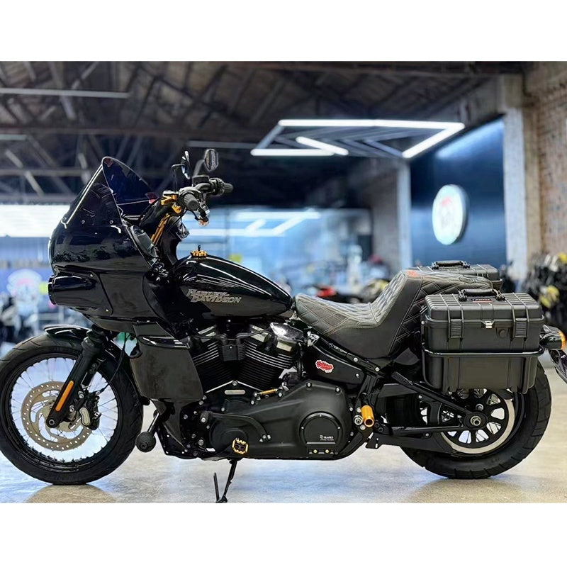 Black Hard Side SaddleBag for HD FL/FX Softail Motorcycles Waterproof DS Club Style Tail Backpack Made of Nylon