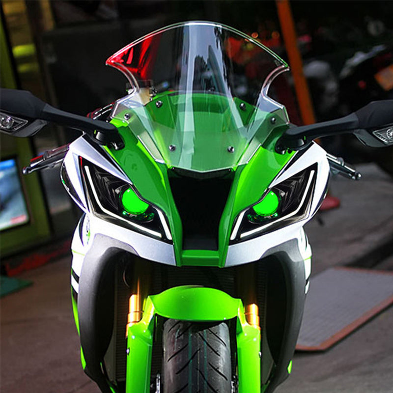 2016-2020 Kawasaki Ninja ZX10R ZX 10R Full LED Front Headlight Assembly Optical Fiber Blue DRL Headlamp for Motorcycles US Stock