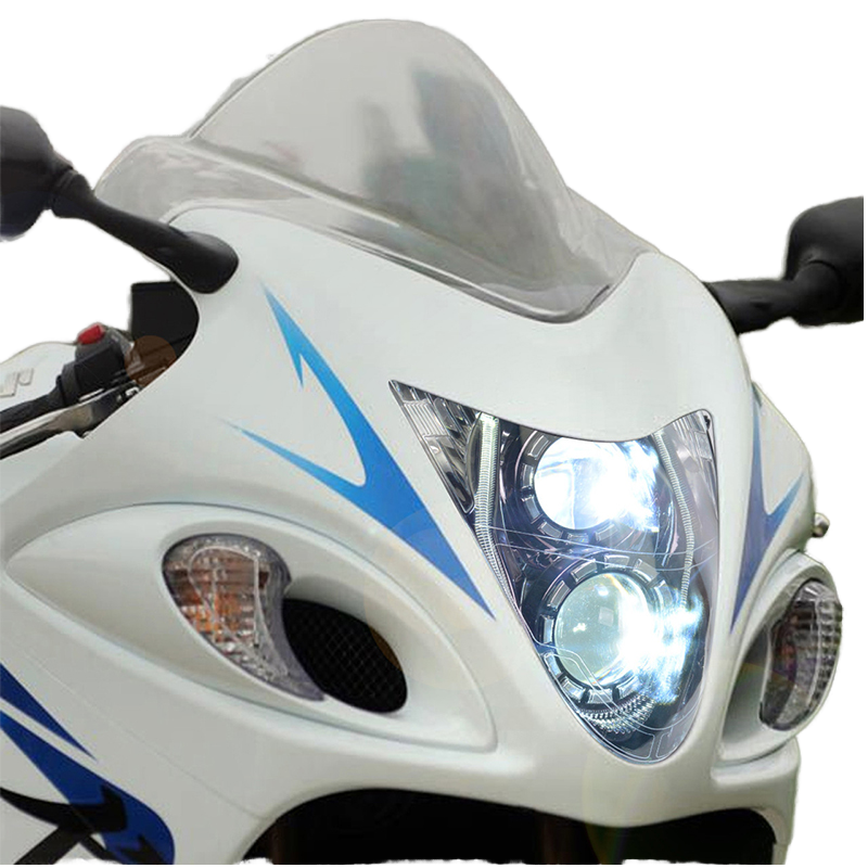 KT Motorcycle New Full LED Headlight Assembly for Hayabusa GSX1300R 2008-2020 6000k ABS Plastic Front Headlamp