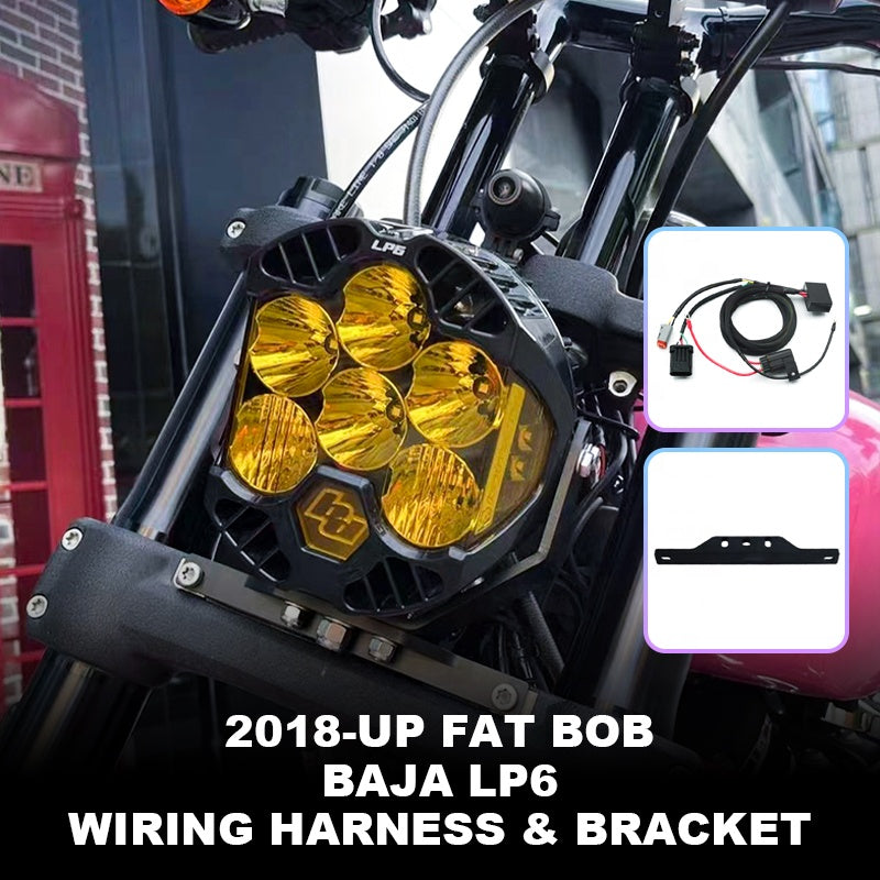 Baja LP6 Soft Light Headlight Wiring Harness and Bracket for HD Softail 18-later Fat Bob Motorcycles Perfect