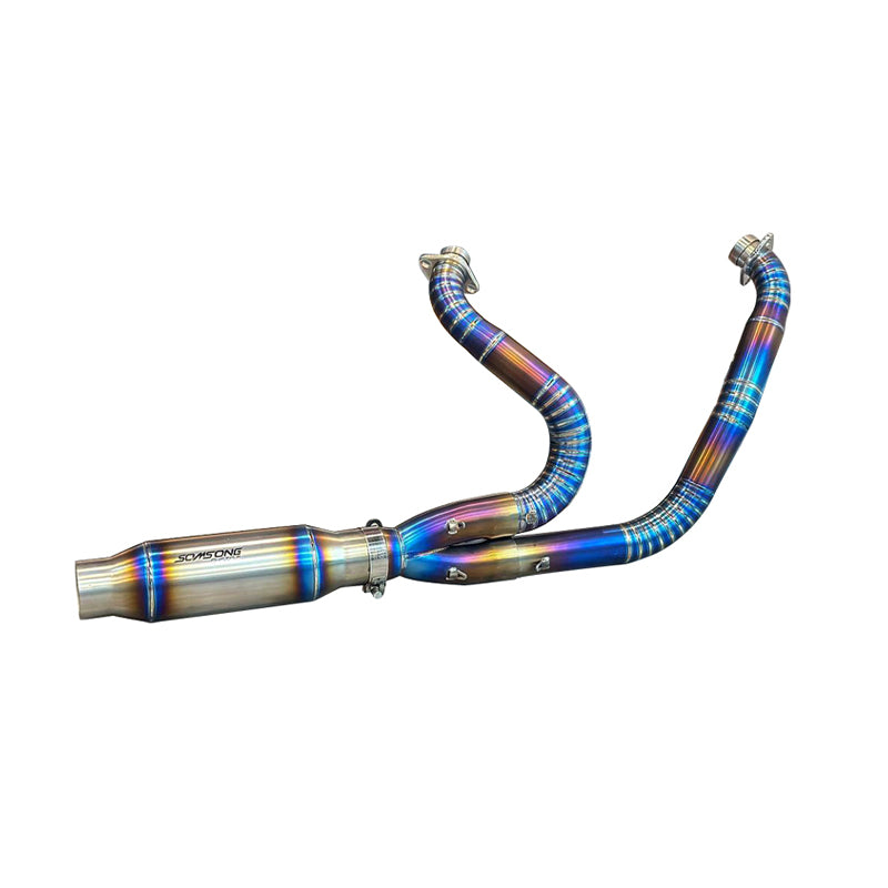 2018-Later Herley Softail LowRider ST/Street Bob/Fat Boy/Breakout Motorcycle Exhaust Pipe System Titanium Alloy 2-into-1