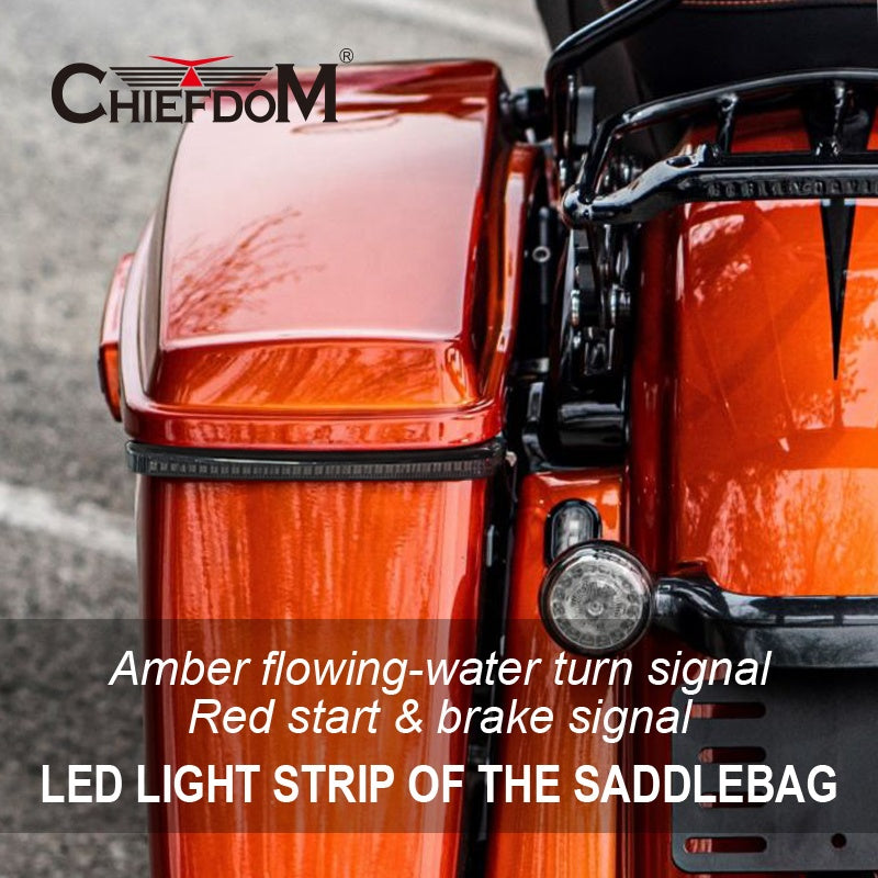 Chiefdom Run/brake/turn Led Light With Sequential Amber Turn signal HD Saddlebag Lights for 2014up Touring Motorcycles