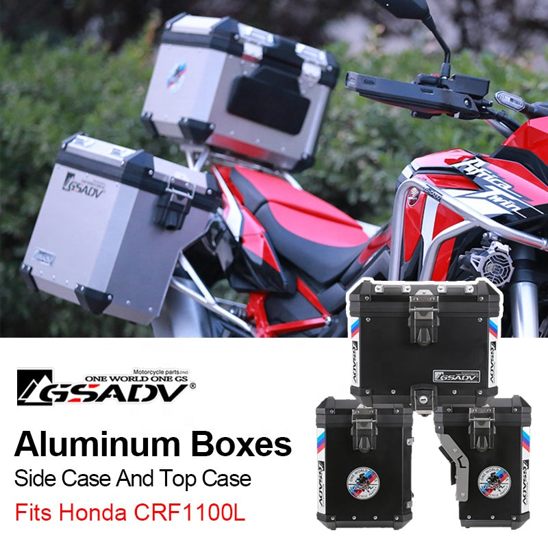 CRF1100L Motorcycle Scooter Top Case 48L Black Steel Aluminium Alloy Storage Luggage Side Top Box for Convenient Use