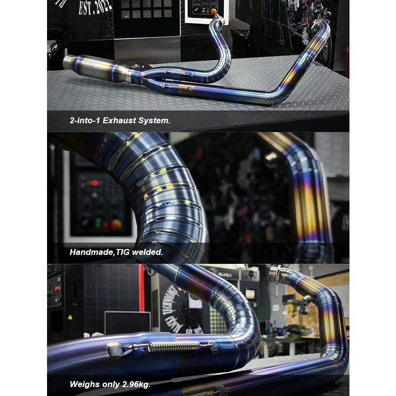 2018-Later Herley Softail LowRider ST/Street Bob/Fat Boy/Breakout Motorcycle Exhaust Pipe System Titanium Alloy 2-into-1