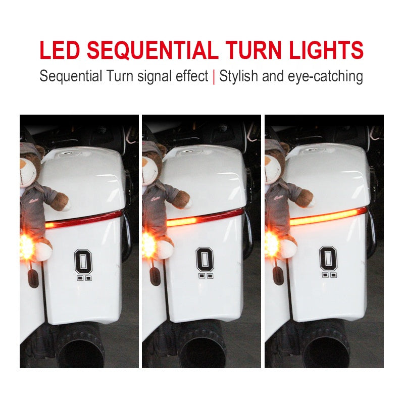 Indian Chieftain RoadMaster Motorcycle Saddlebags LED Turn Signal Flowing Edge Box Territorial Strobe Brake Light 12V New