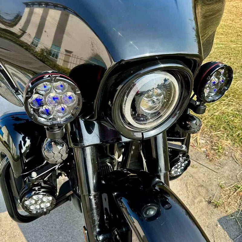 High-Brightness 280W LED Spotlight Kit 6-Color Smart Strobe Light for Street Glide Electra Glide Motorcycle Lighting Systems