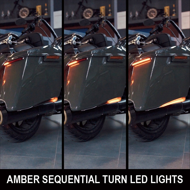 Chiefdom Run/brake/turn Led Light With Sequential Amber Turn signal HD Saddlebag Lights for 2014up Touring Motorcycles