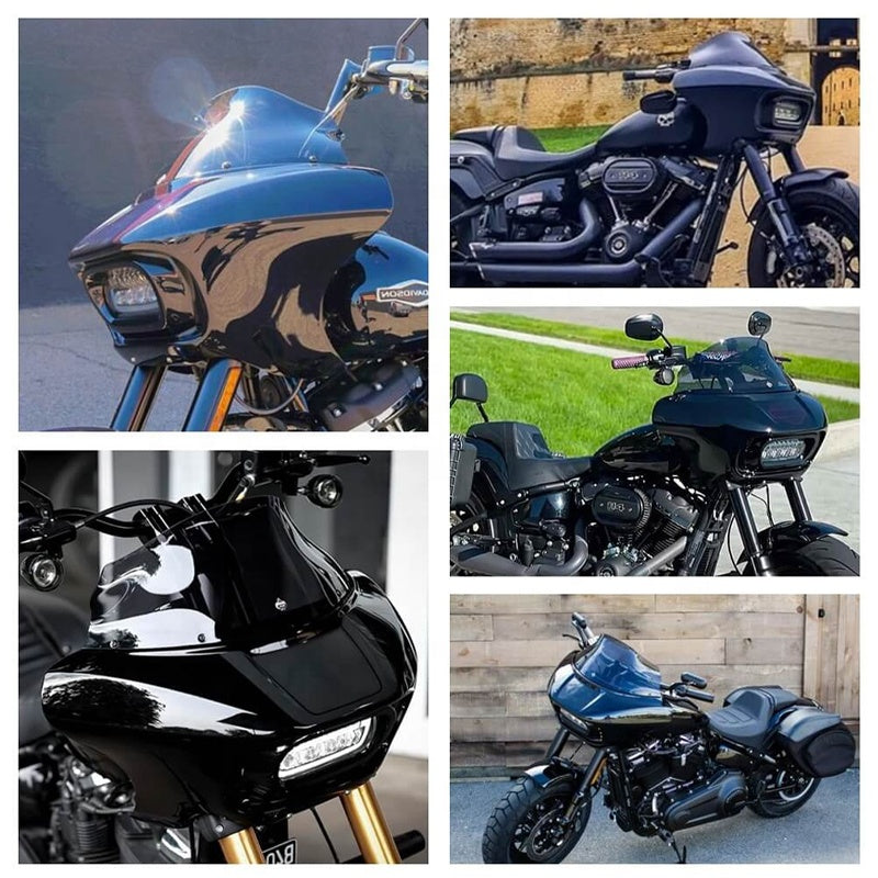 Shark Club Style Front Headlight Fairing with 9" Windshield for HD Softail M8 Fat Bob 114 FXFB FXFBS Made of Durable ABS Plastic