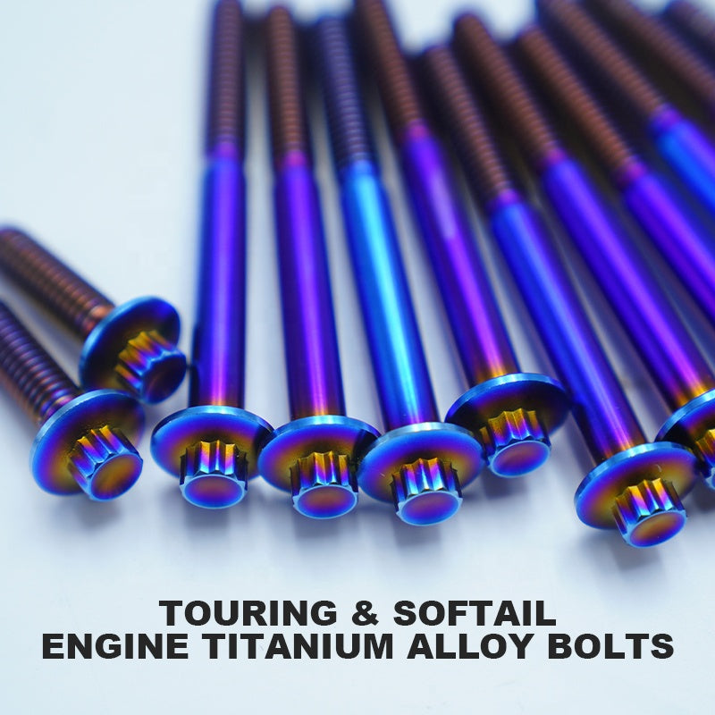 Motorcycle Titanium Alloy 102 Engine Bolts PB Style Screw Set for M8 Touring Softail 121 Road Glide CVO Accessory