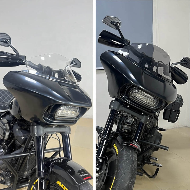 Shark Club Style Front Headlight Fairing with 9" Windshield for HD Softail M8 Fat Bob 114 FXFB FXFBS Made of Durable ABS Plastic
