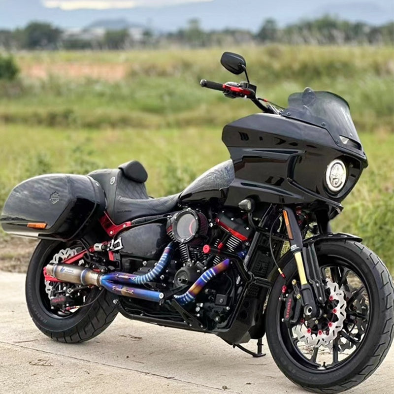 2018-Later Herley Softail LowRider ST/Street Bob/Fat Boy/Breakout Motorcycle Exhaust Pipe System Titanium Alloy 2-into-1