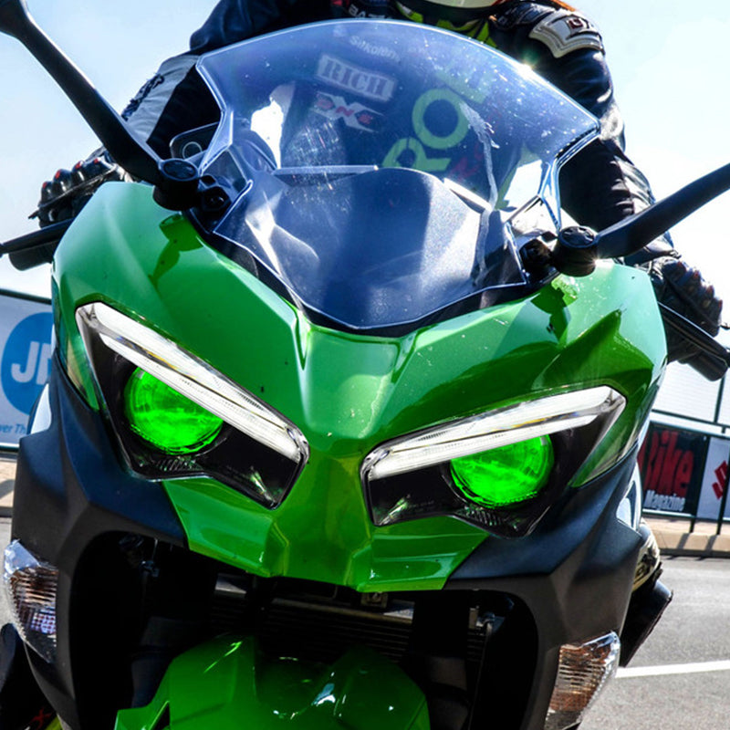 Kawasaki Ninja 400 2018+ Full LED Headlight Assembly New Condition Blue/Green Light ABS Motorcycle LED Headlamp with Clear Lens
