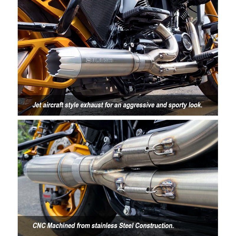 2017-later HD Touring Motorcycle Exhaust System Size 2-into-1 Racing Stainless Steel Mufflers for Road Glide Street Glide