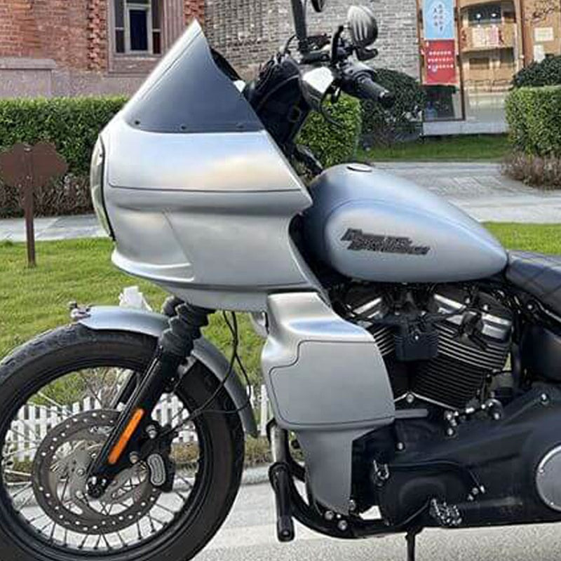 FXRP-Style Motorcycle Upper Fairing Kit and Clubstyle Fiber Glass Lower Fairing for HD Softail Low Rider S/Street Bob/Fat Bob