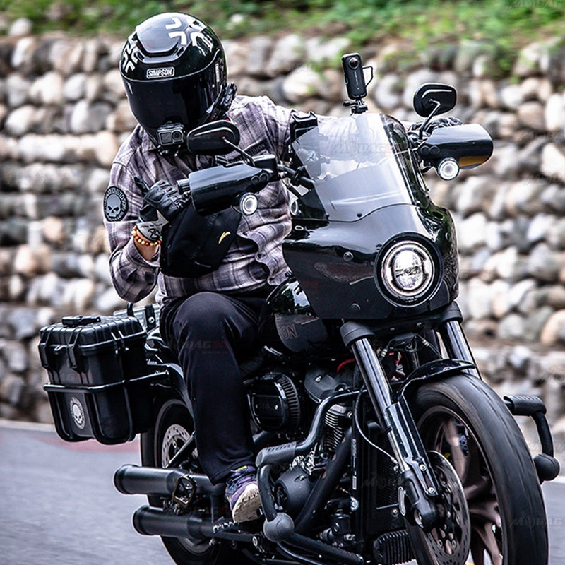 Black Hard Side SaddleBag for HD FL/FX Softail Motorcycles Waterproof DS Club Style Tail Backpack Made of Nylon