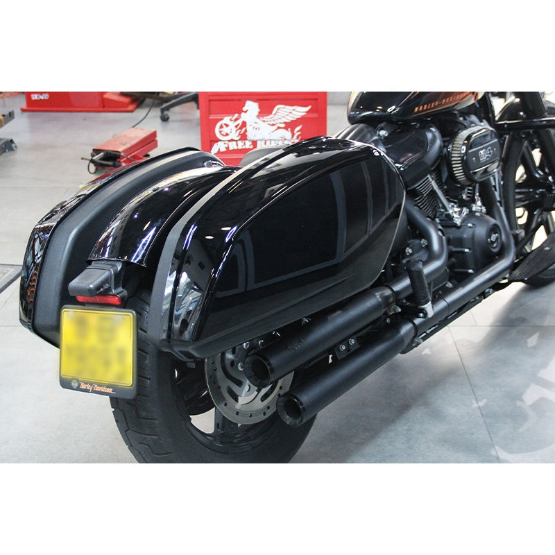 Black FXLRST Saddlebags Luggage Fit 2018-later Low Rider ST FLSB Sport Glide High Motorcycle Tail Boxes Saddlebox