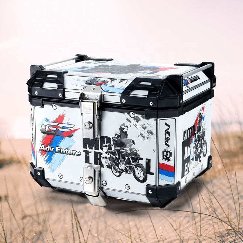 ADV High-Capacity 65L Universal Aluminum Alloy Top Case for Off-Road Motorcycles Waterproof Luggage Features