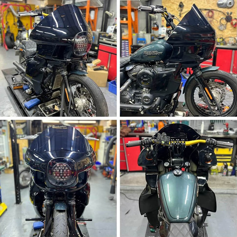 FXRP-Style Motorcycle Upper Fairing Kit and Clubstyle Fiber Glass Lower Fairing for HD Softail Low Rider S/Street Bob/Fat Bob