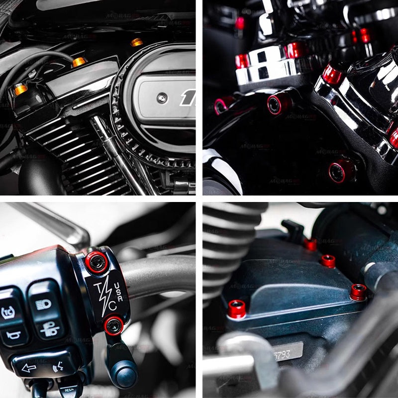 Premium Motorcycle Frame & Body Parts Screw Set with Stylish Trim Caps Customized MULTI- COLOR HARDWARE KIT Screws and Caps