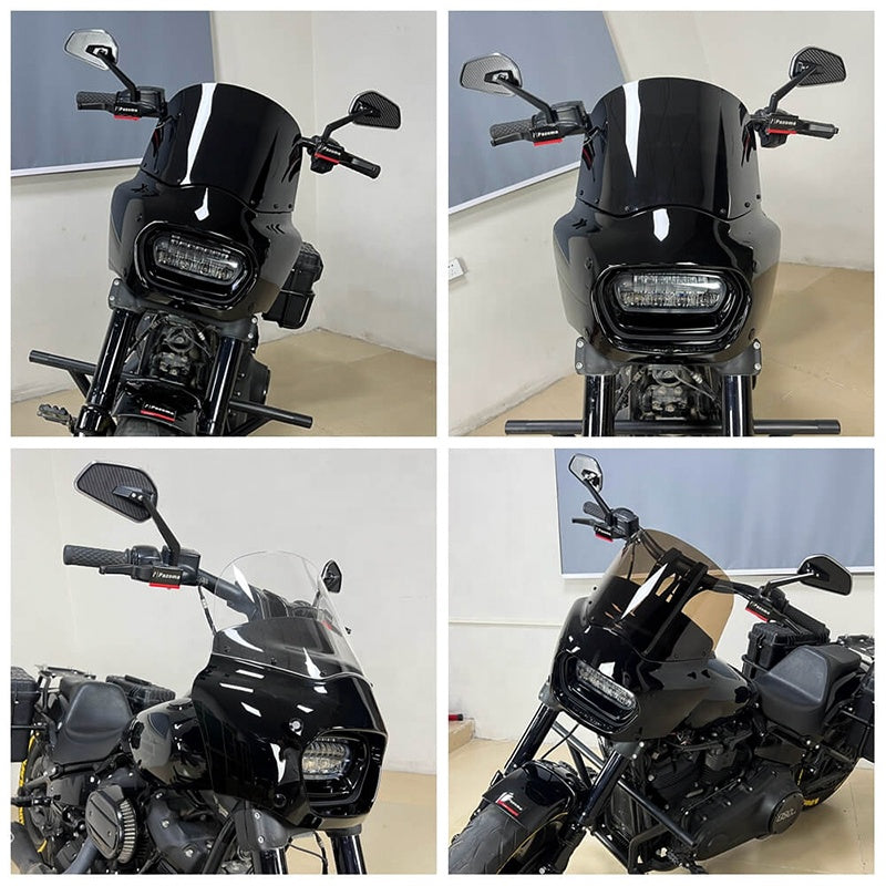 Club Style Front Headlight Fairing 15" 11" Windshield for HD Softail M8 Fat Bob 114 FXFB FXFBS Made of Durable ABS Plastic