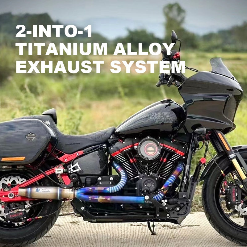2018-Later Herley Softail LowRider ST/Street Bob/Fat Boy/Breakout Motorcycle Exhaust Pipe System Titanium Alloy 2-into-1