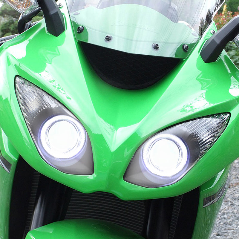 Kawasaki Ninja ZX6R 2009-2012 LED Angel Eye Headlight Assembly 12V Dual Low/High Beam 6000k Color Easy Installation Motorcycles
