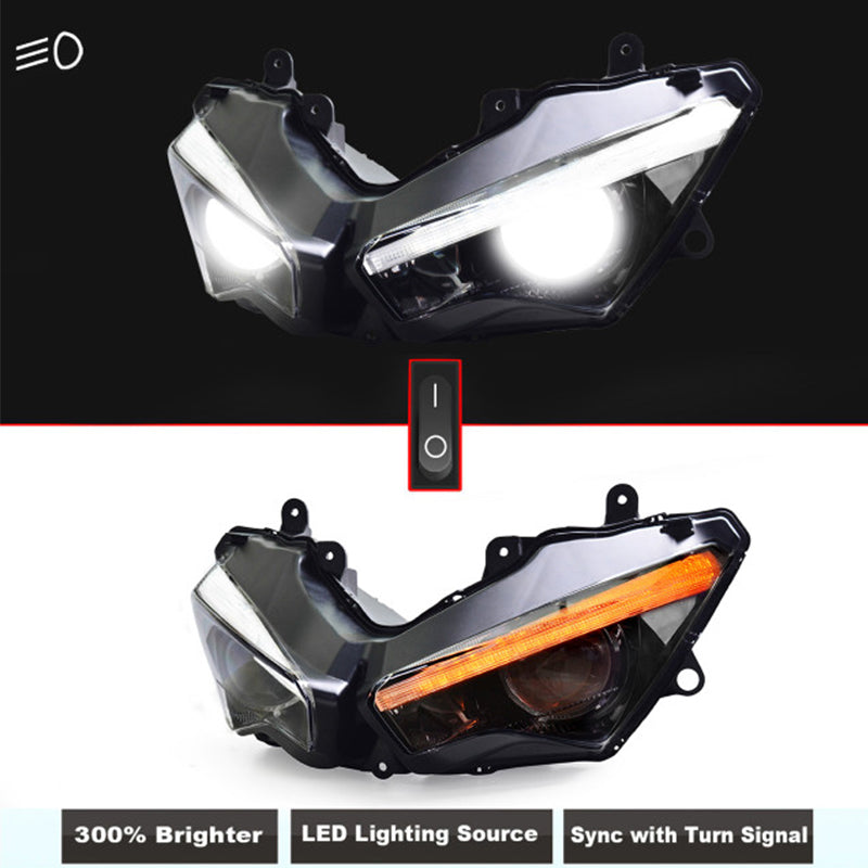 Kawasaki Ninja 400 2018+ Full LED Headlight Assembly New Condition Blue/Green Light ABS Motorcycle LED Headlamp with Clear Lens