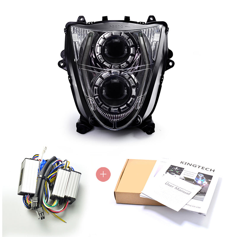 KT Motorcycle New Full LED Headlight Assembly for Hayabusa GSX1300R 2008-2020 6000k ABS Plastic Front Headlamp