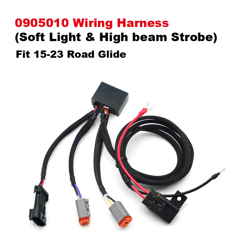 Baja LP6 Soft Light Headlight Wiring Harness and Bracket for HD Touring 15-23 Road Glide Motorcycles Perfect