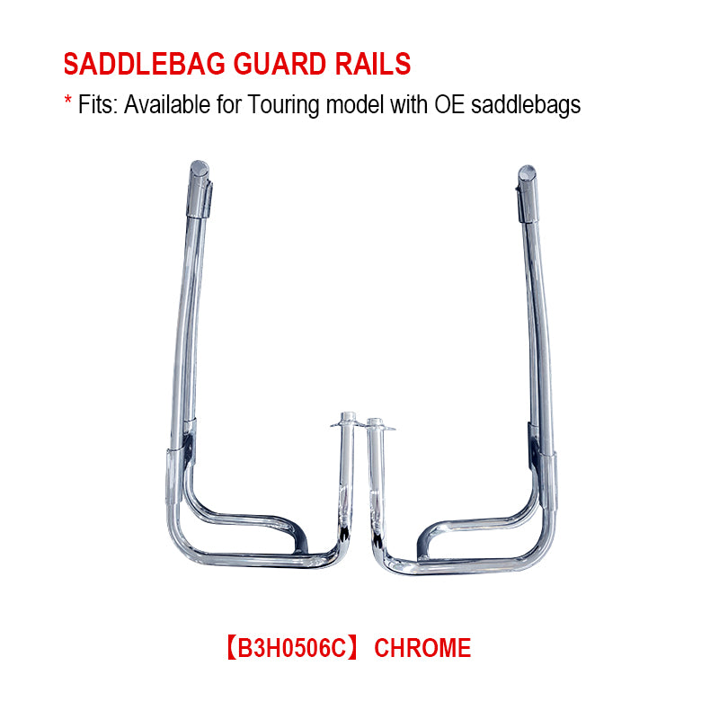 SADDLEBAG GUARD RAILS Available for Harleyy Touring Model With OE Saddlebag Guard Rails Surround the Lower Portion of the Bag
