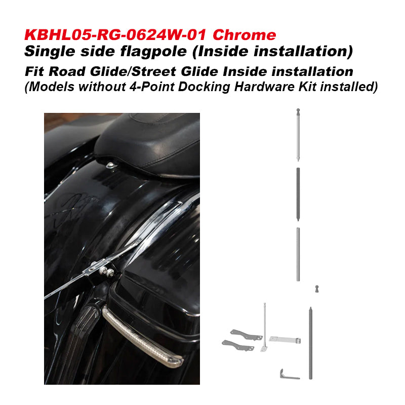 HD Touring Electra Glide Wind-Resistant Flag Mounting New Single Side Flagpole Road Glide Street Glide Motorcycle Accessories